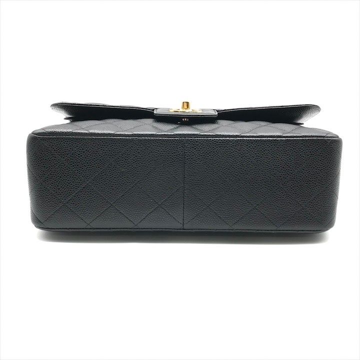 Chanel CC Logo Big Quilted Caviar Leather Chain Shoulder Bag Black