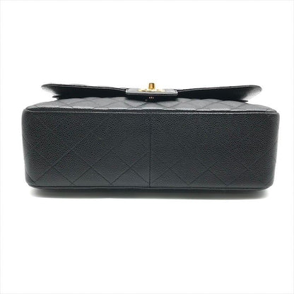 Chanel CC Logo Big Quilted Caviar Leather Chain Shoulder Bag Black