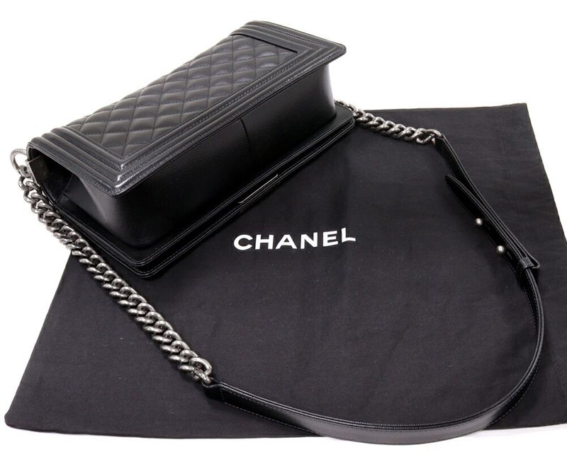 Chanel Shoulder Bag Handbag Boy Chanel Chain Shoulder Bag Caviar Skin Black