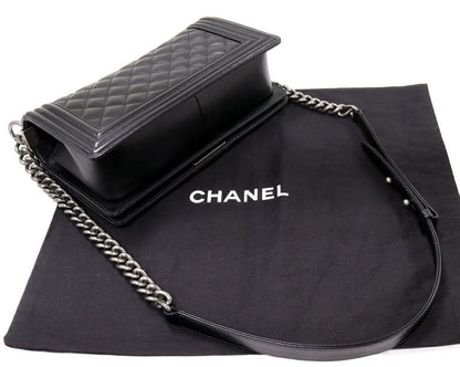 Chanel Shoulder Bag Handbag Boy Chanel Chain Shoulder Bag Caviar Skin Black