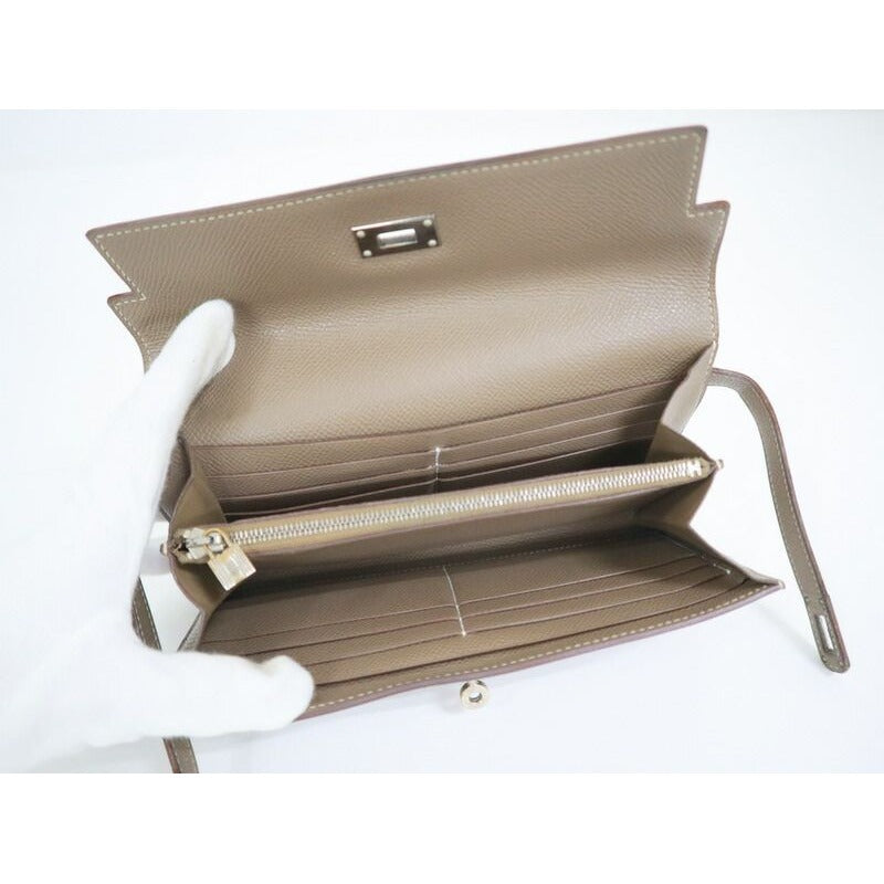 Hermes Kelly Wallet Top Silver Epsom — view 5