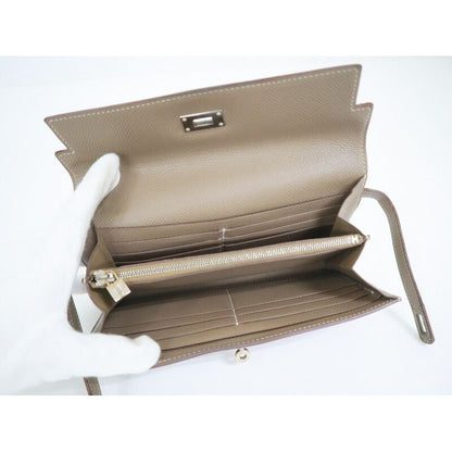 Hermes Kelly Wallet Top Silver Epsom — view 5