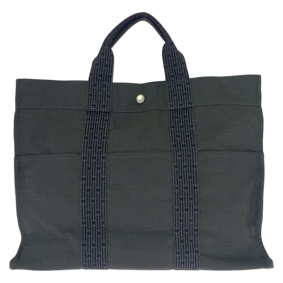 Hermes Her Line MM Gray Silver Canvas Tote