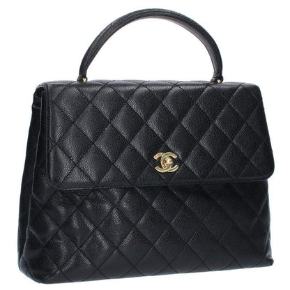 Chanel A12397 Caviar Skin Coco Mark Turnlock Handbag Women