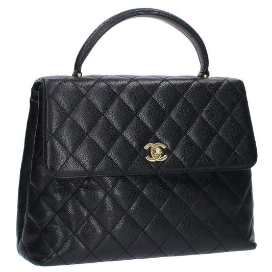Chanel A12397 Caviar Skin Coco Mark Turnlock Handbag Women