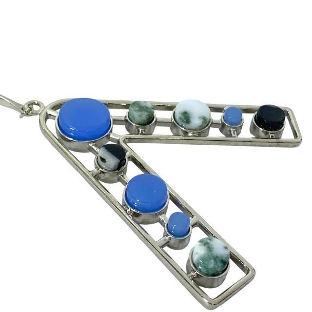 Christian DIOR Necklace Jewelry Accessories Small Metal Silver Multicolor
