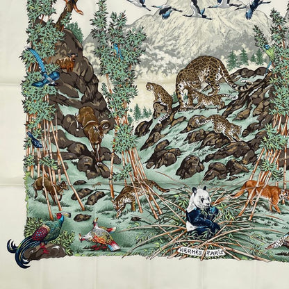 Hermes Carre 90 Scarf Sichuan White