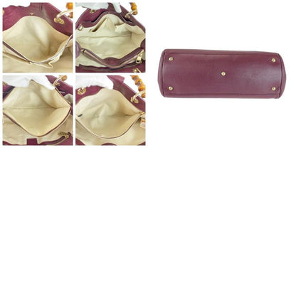 Gucci Bamboo Wine Red Bordeaux Gold Hardware Leather 323660 Handbag Shoulder