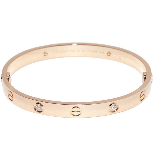 Cartier Bracelet Bangle 18K Pink Gold Diamond 4p(042ct) Love Bracelet Half
