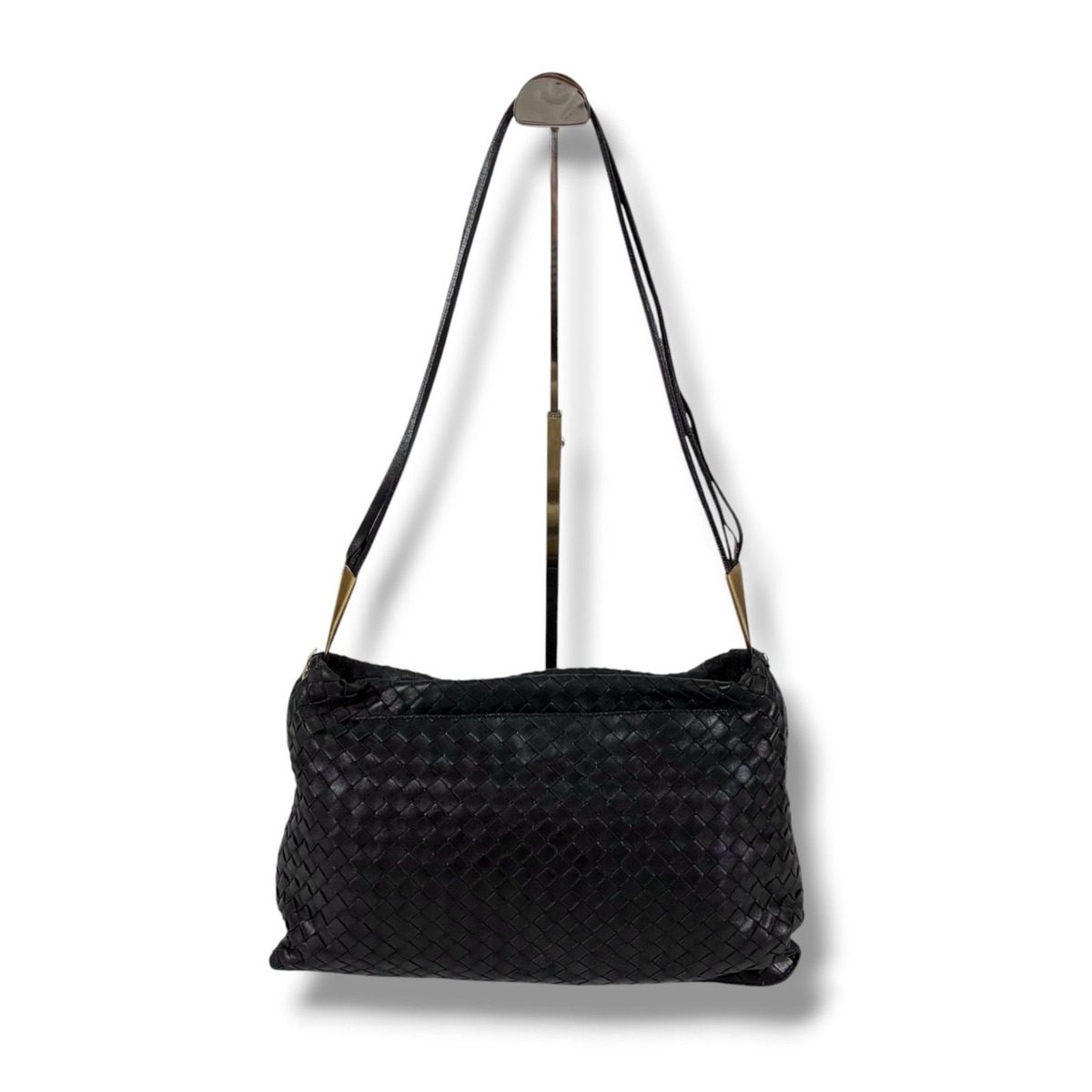 Bottega Veneta Intrecciato Leather Shoulder Bag Black Hobo — view 3