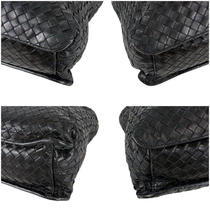 Bottega Veneta Intrecciato Leather Shoulder Bag Black Hobo — view 6