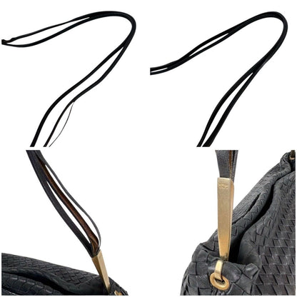 Bottega Veneta Intrecciato Leather Shoulder Bag Black Hobo — view 7