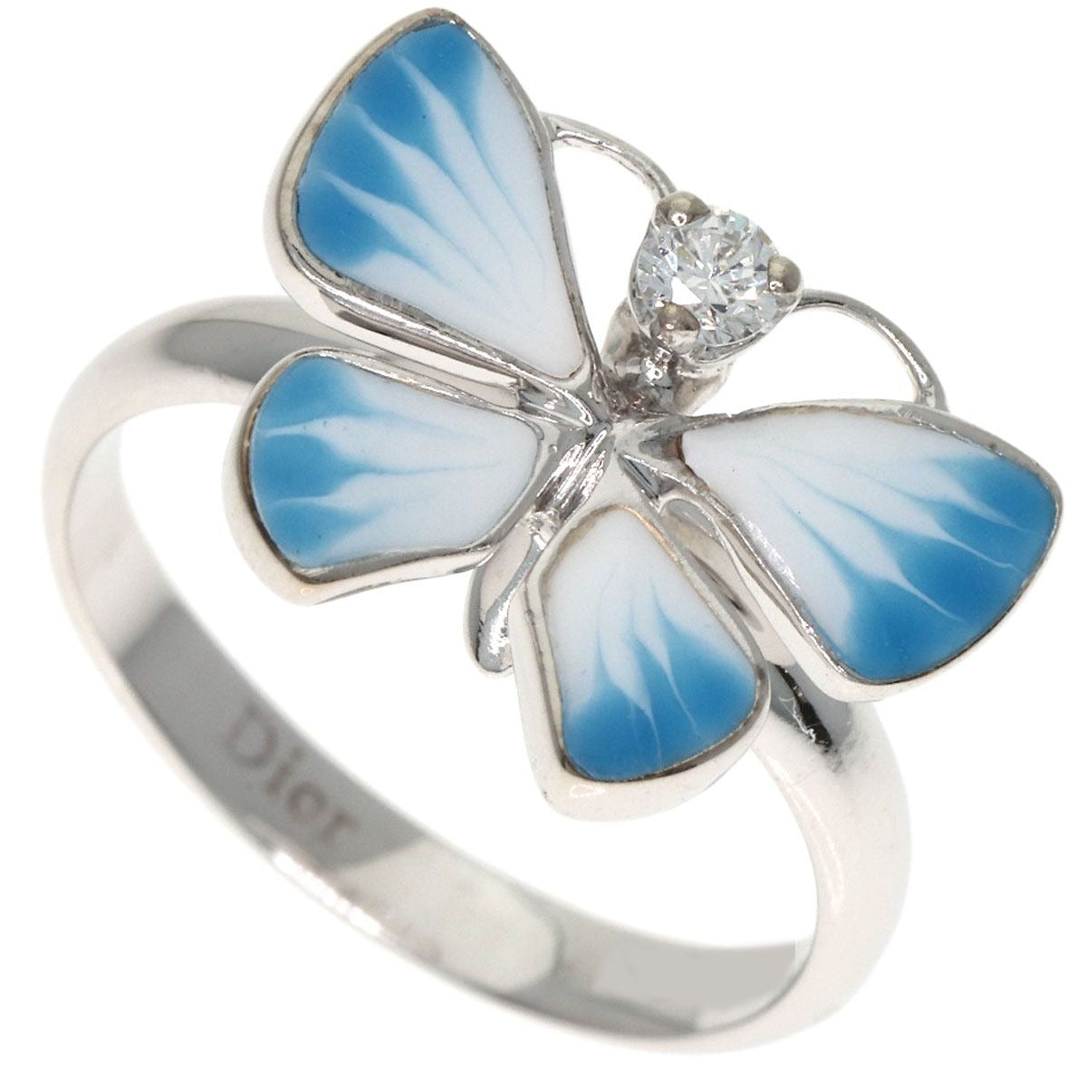 Dior Butterfly Motif Diamond Pinky Ring 18k White Gold