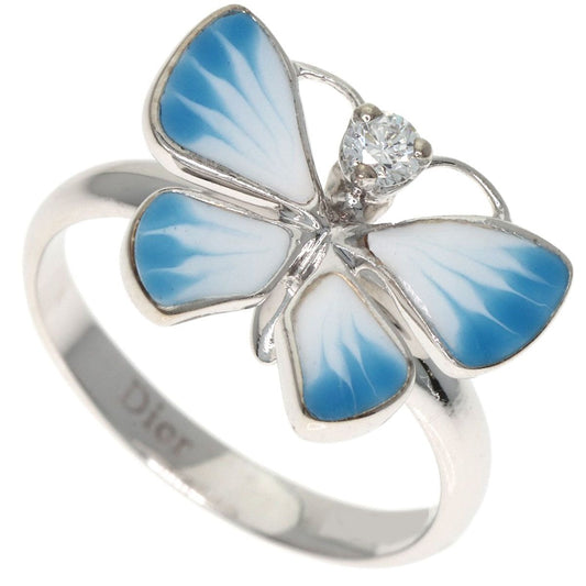 Dior Butterfly Motif Diamond Pinky Ring 18k White Gold