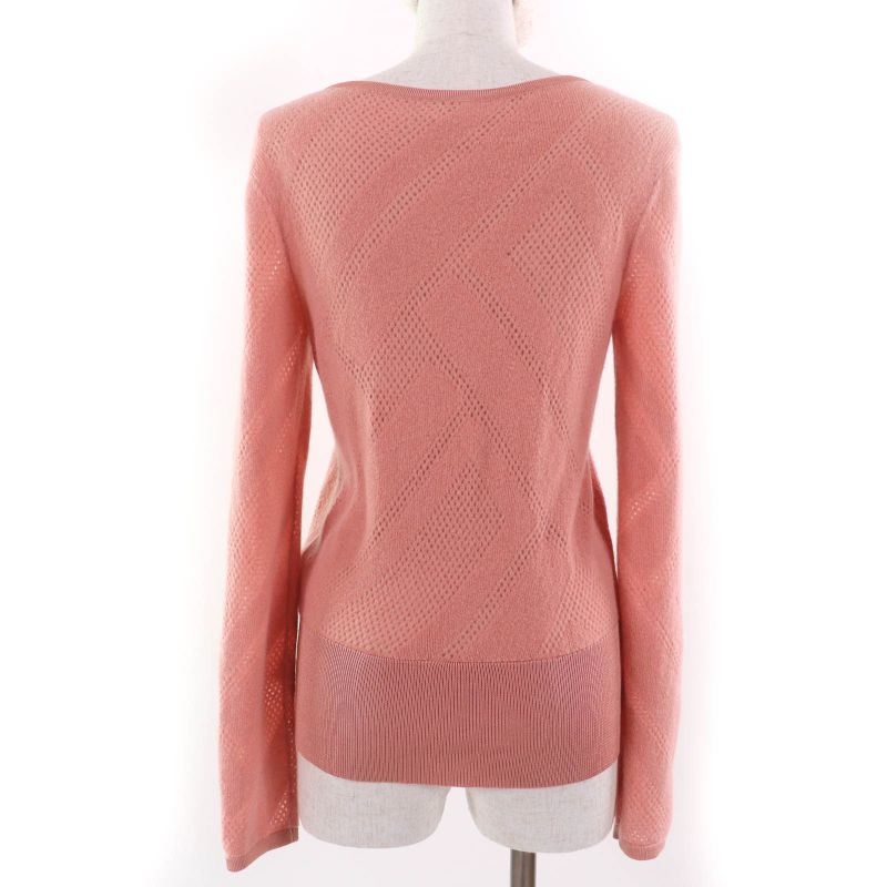 Hermes 22AW 2h2618dc Wool Cashmere Blend Long Sleeve Knit Top Pink 34 Made In