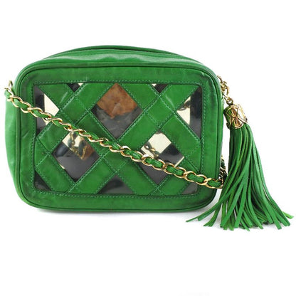 Chanel Chain Shoulder Fringe Lambskin Green Women's Shoulder Bag