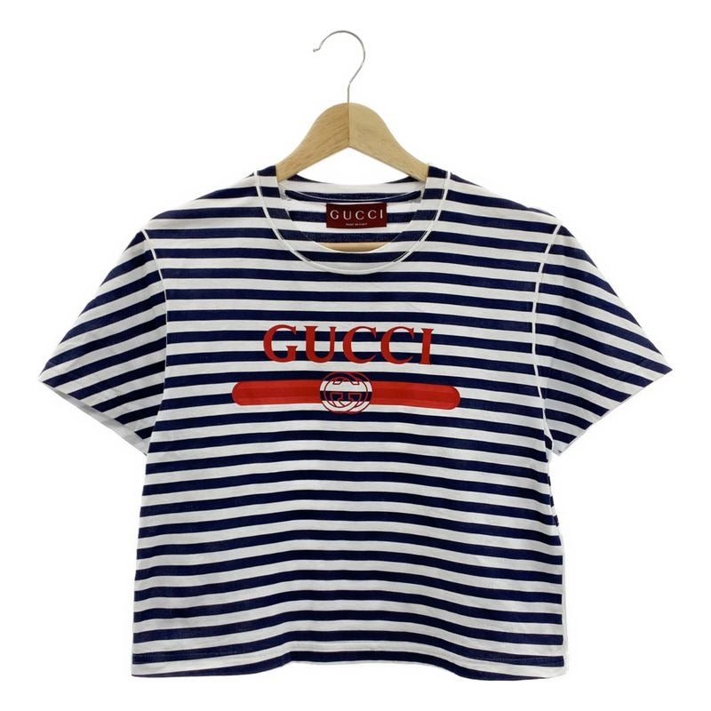 Gucci Interlocking Logo Print T-Shirt Cut And Sewn S Navy White
