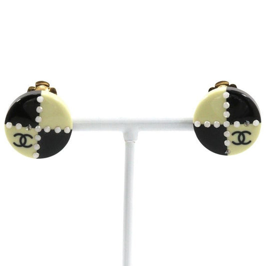 Chanel Coco Mark Bicolor Plastic Gold Plated Black White 02 a 6.9