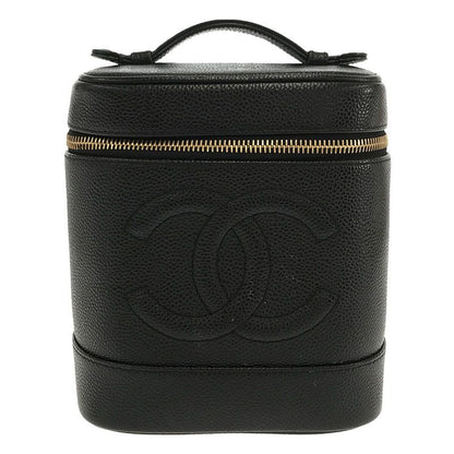 Chanel - 93659 Coco Mark Caviar Skin Vanity Bag - Black - Women