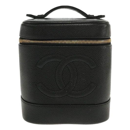 Chanel - 93659 Coco Mark Caviar Skin Vanity Bag - Black - Women