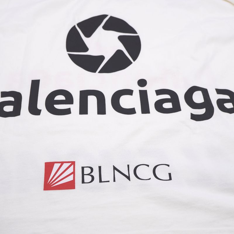 Balenciaga Oversized Short Sleeve T-shirt Unisex Size L Cotton White Logo
