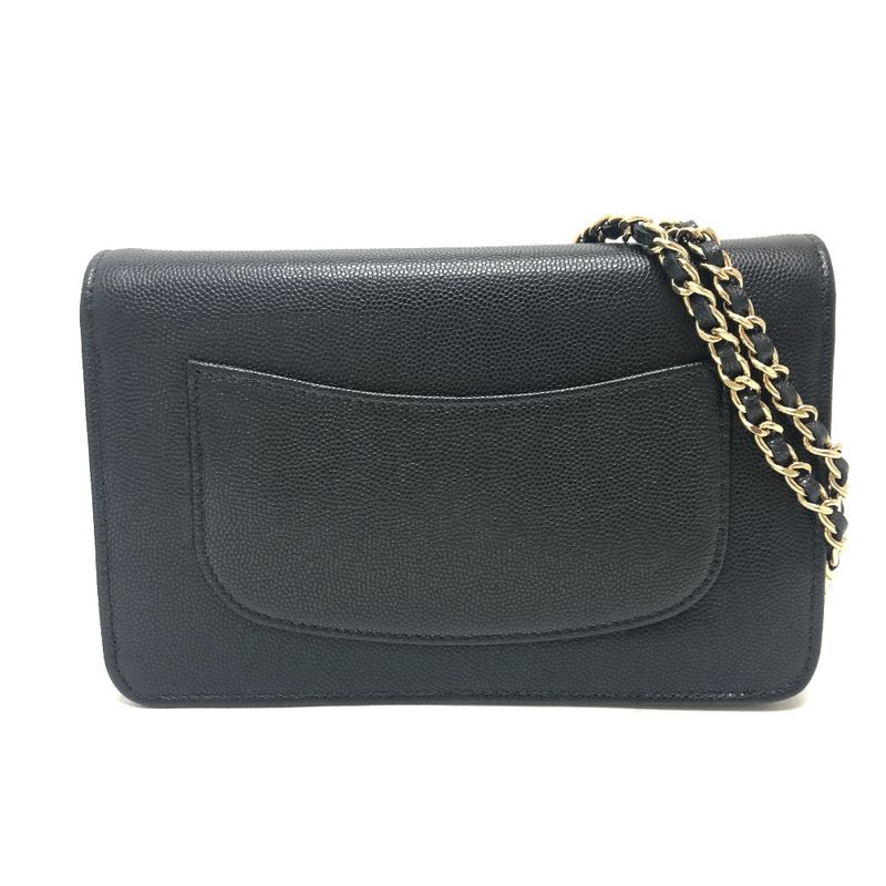 Chanel Shoulder Bag Coco Mark Caviar Skin Black