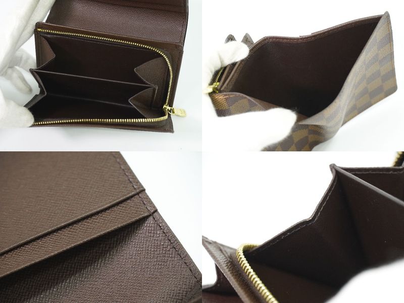 Authentic Louis Vuitton LV Portefeuille Trésor Damier Ebène Fold Wallet Brown