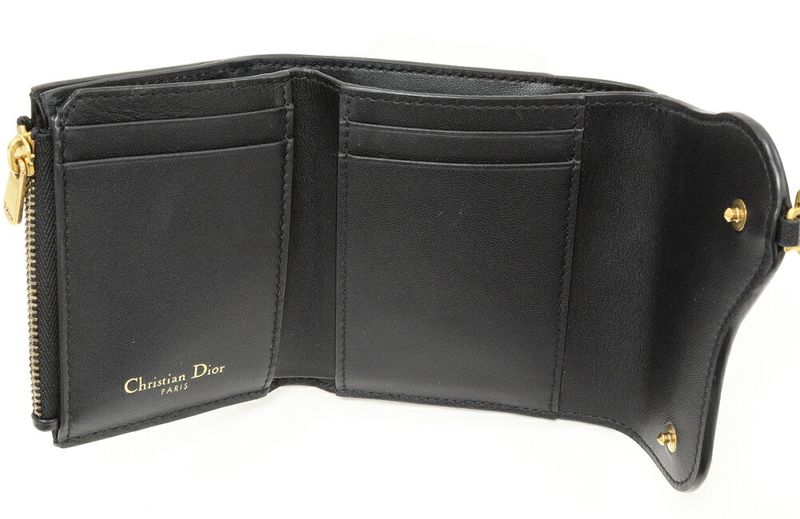 Dior Trifold Wallet With Coin Purse Bifold Wallet Saddle Lotus Wallet In
