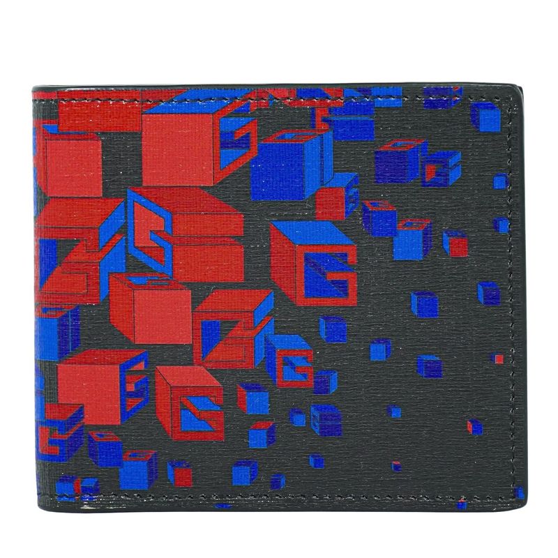 Authentic Gucci Square G Space Fold Wallet Compact Wallet PVC Black Red Blue