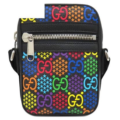 Gucci Shoulder Bag GG Supreme Canvas Leather Multicolor Black Silver