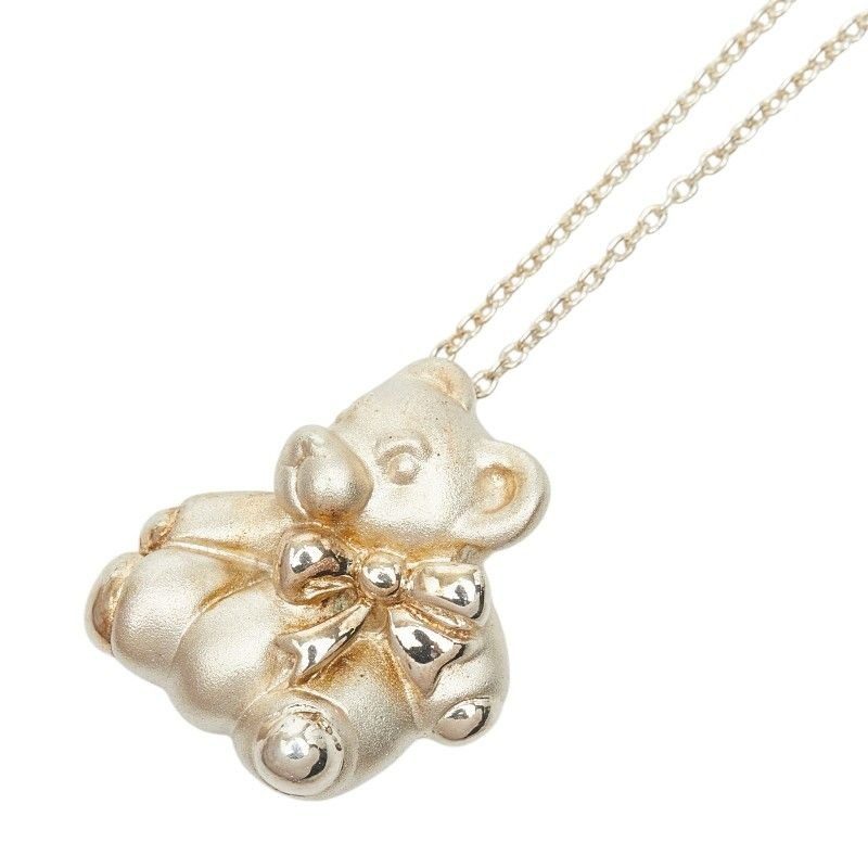 Tiffany & Co Bear Teddy Pendant Necklace Silver