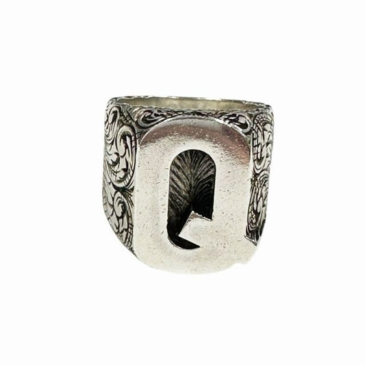 Gucci Alphabet Initial Q Arabesque Ring 925 L Silver