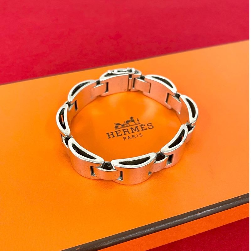 Hermes Luna Park Silver 925 Bracelet Bangle Accessories 28629