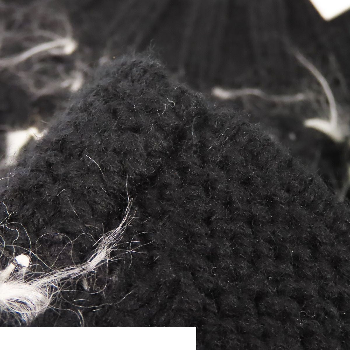 Chanel Knit Dress Black White Wool Cashmere Mohair Fringe Three Quarter Sleeve — view 7