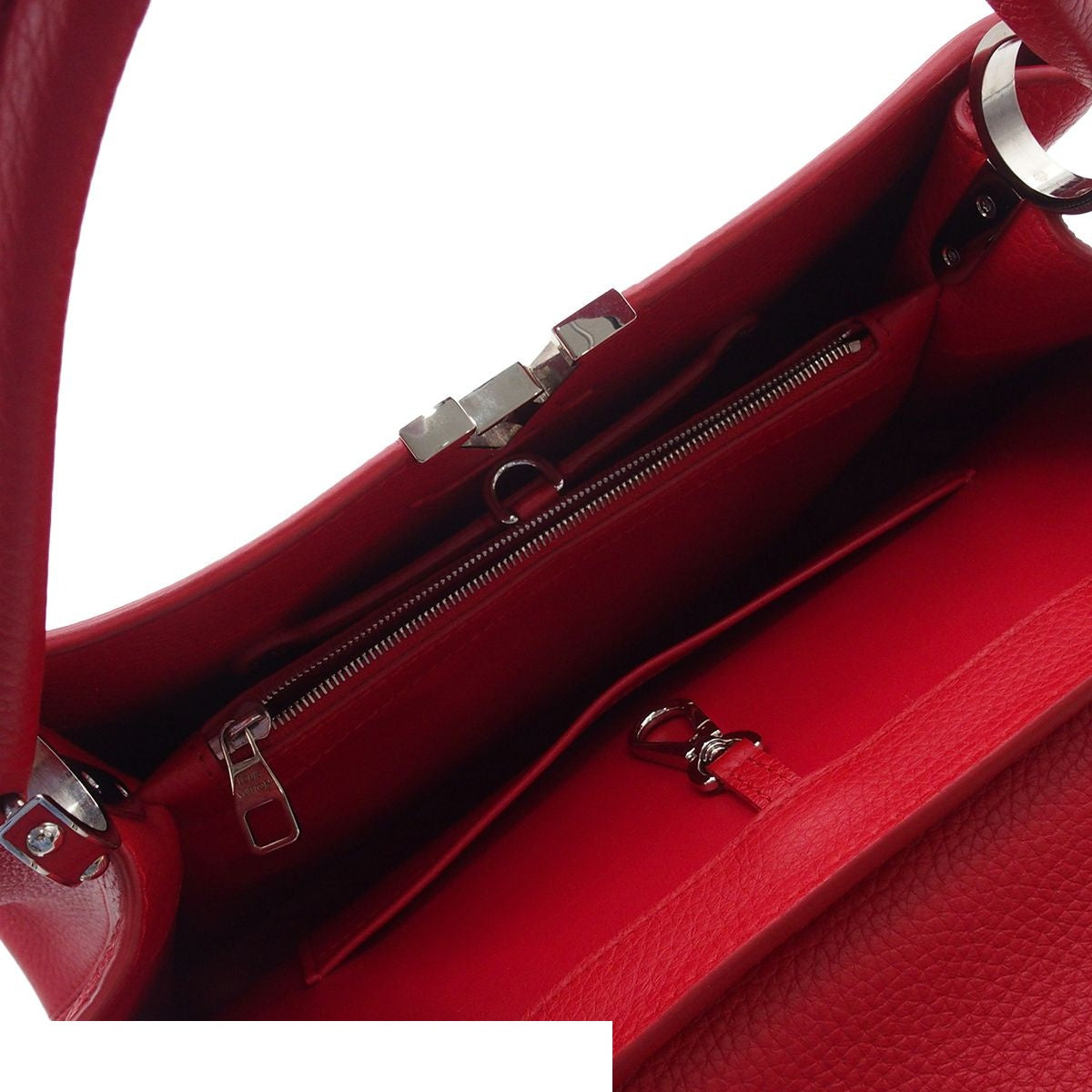 Louis Vuitton Capucines MM Coquelicot Silver Taurillon Leather Handbag — view 5