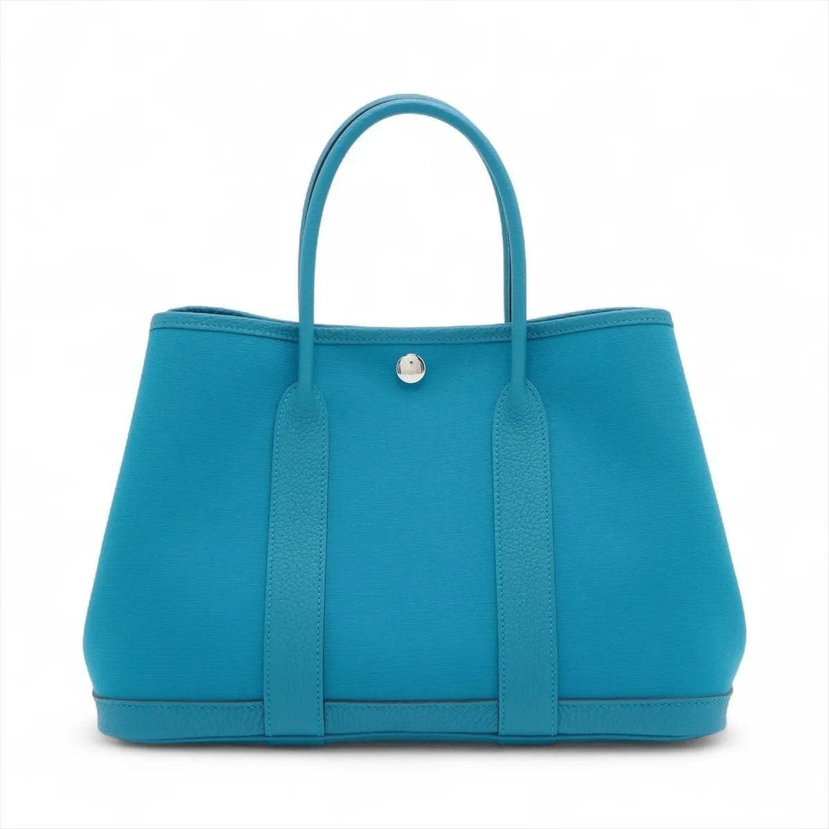 Hermes Garden Party TPM Negonda Toile Blue Leather Tote Bag Shoulder Handbag