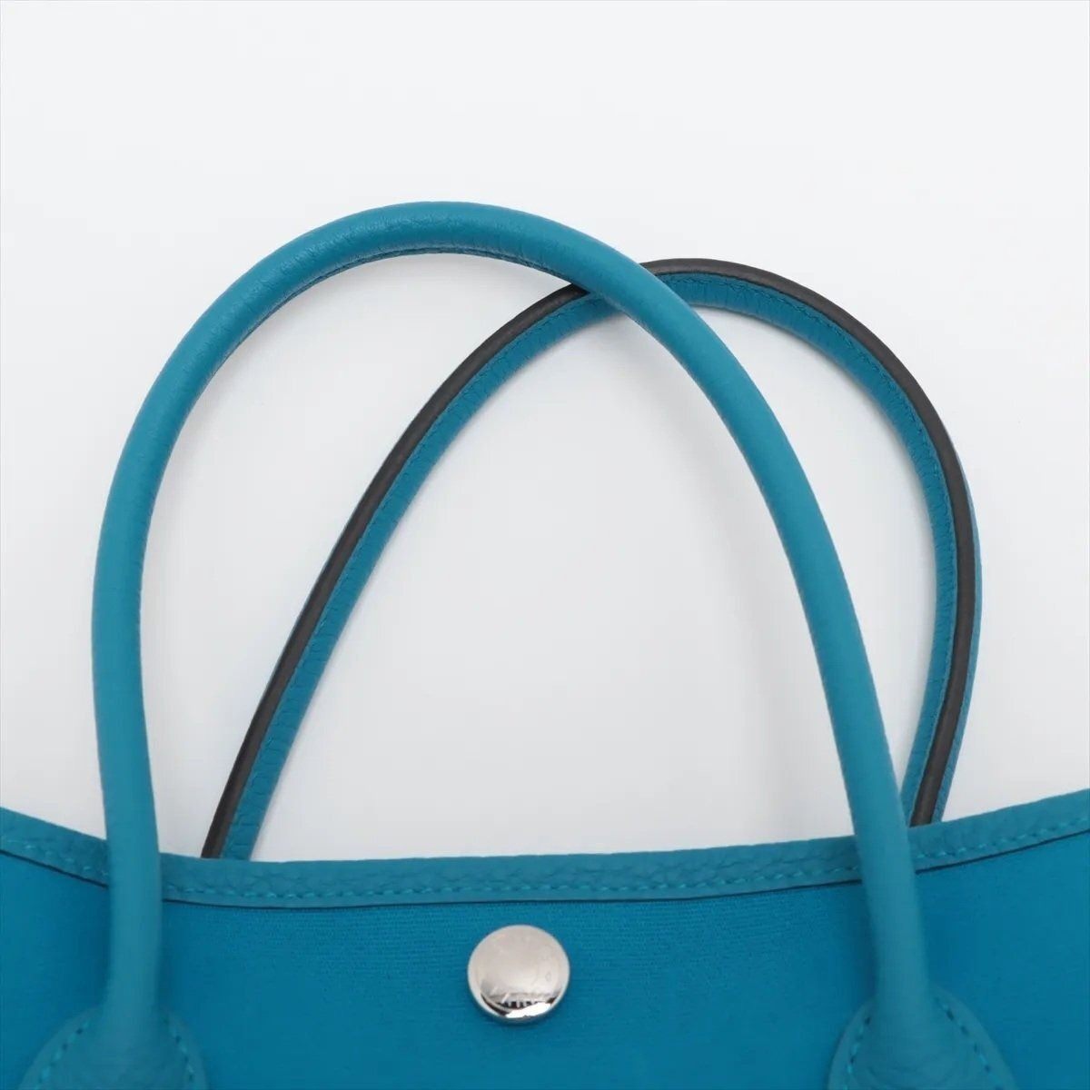 Hermes Garden Party TPM Negonda Toile Blue Leather Tote Bag Shoulder Handbag