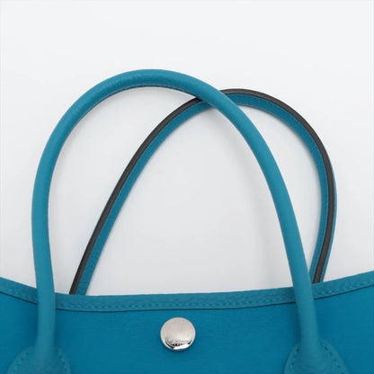 Hermes Garden Party TPM Negonda Toile Blue Leather Tote Bag Shoulder Handbag