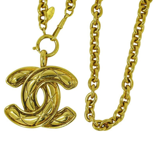 Chanel Coco Mark Long Necklace Pendant GP Gold Plated