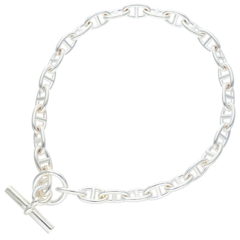 Hermes Chaine D'ancre Chaine D'ancre Silver Choker Necklace Men's GM