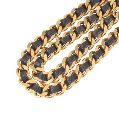 Chanel Coco Mark Chain Belt GP X Leather Black X Gold (gold Plated) Gold Chain