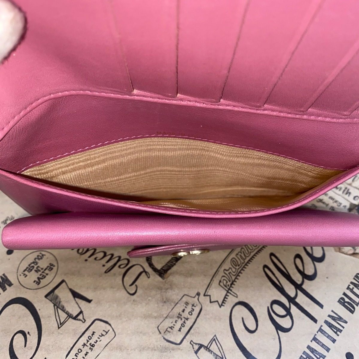 Chanel Icon Line Clasp Bifold Wallet Chocobar Pink CC Logo — view 11