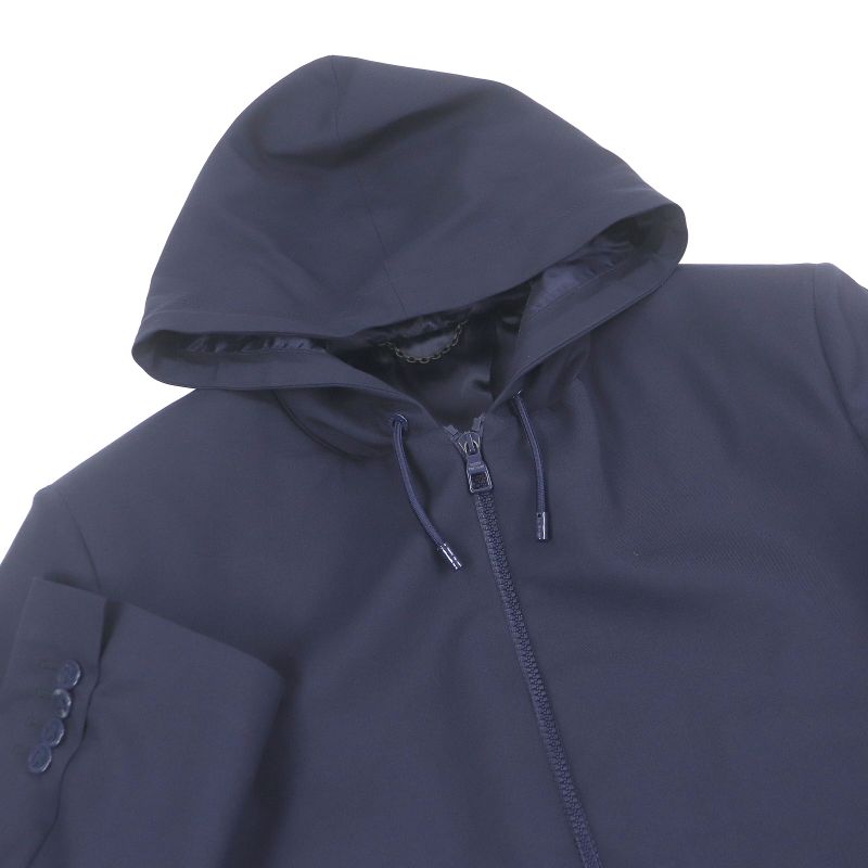 Louis Vuitton 100% Wool LV Icon Motif Zip Hoodie Blouson Navy 46 Made In Italy