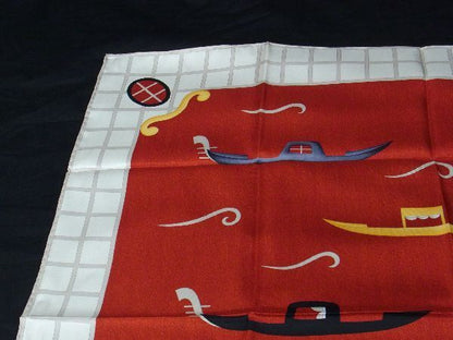 Bvlgari 100% Silk Scarf Stole Shawl Women Red And Ivory Be8330