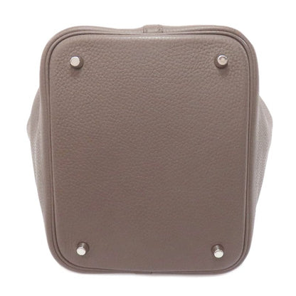 Hermes Picotin Lock MM Etan Silver Hardware Handbag Taurillon Women