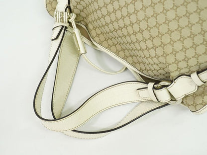 Authentic Celine Bittersweet Macadam Tote Handbag Canvas Leather Beige White