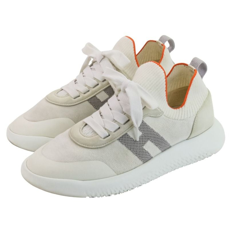 Hermes Crew Knit Sneakers Size 38 White