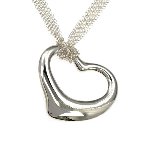 Tiffany & Co Necklace Open Heart Mesh Chain AG 925 SV Pendant Jewelry