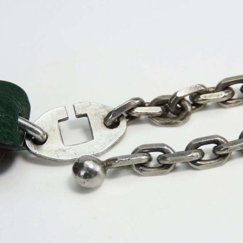 Hermes Bag Charm Leather Silver 925 Purple Green Silver Hardware Fruit Plum