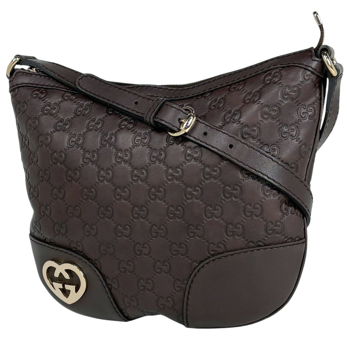 Gucci GG Pattern Brea Shoulder Bag Guccissima Leather Brown